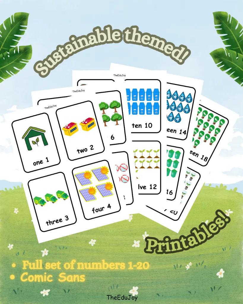 Numbers 1-20 Learning Cards Sustainable Themed