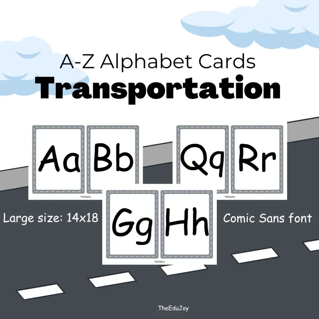A-Z Road Border Large Learning Cards Transportation Themed