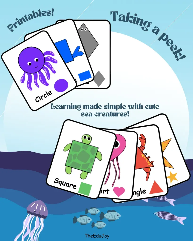 Shapes Learning Cards Sea Creatures Themed 