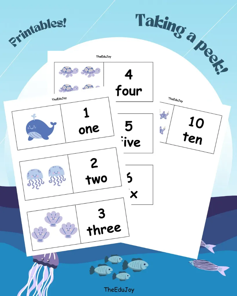 Numbers 1-10 Learning Cards Sea Creatures Themed